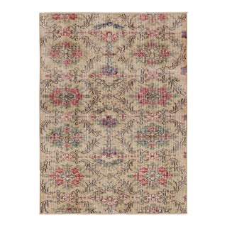 Vintage Zeki Müren Rug in Beige, With Colorful Floral Patterns From Rug & Kilim For Sale