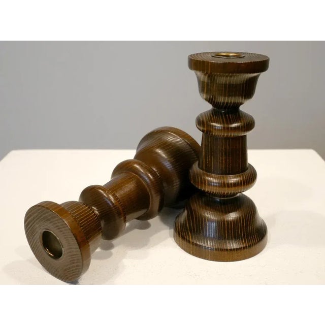 Candlesticks in Bleached Pine, Sweden, 1960s, Set of 2 For Sale - Image 4 of 5