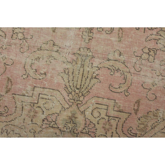 1980s Tabriz Rug 6’7” X 9’8” Pink Wool Vintage Distressed Hand-Knotted Carpet For Sale - Image 5 of 15