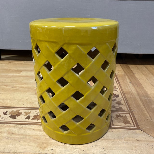 West Elm Contemporary Yellow Finish Garden Stool Chairish
