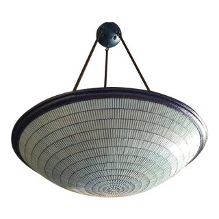 White Ceramic & Metal Leadlight Pendant For Sale