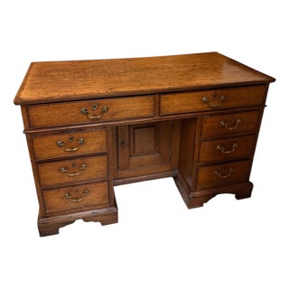Mid 18th Century Mahogany George II/IIIKnee Hole Oak Desk With Mahogany Crossbanding Top For Sale