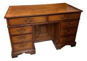 Mid 18th Century Mahogany George II/IIIKnee Hole Oak Desk With Mahogany Crossbanding Top