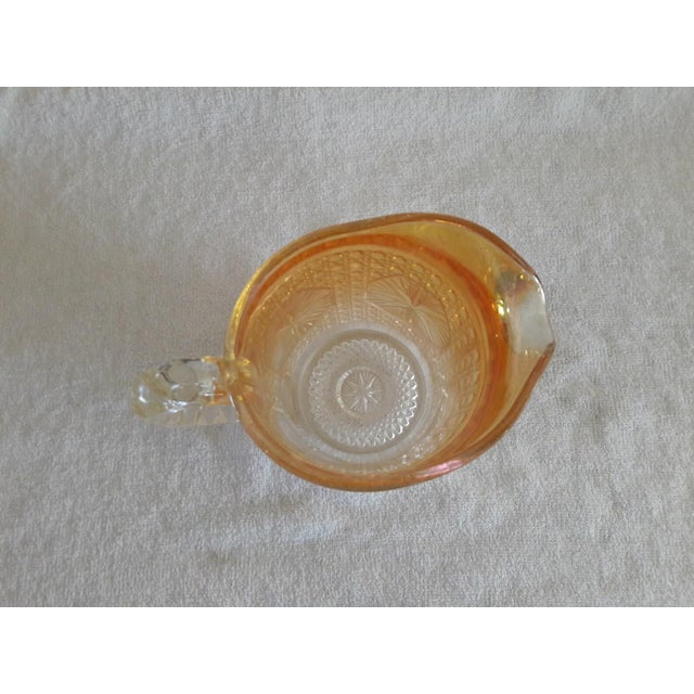 1960s Vintage Imperial Glass Medallion Carnival Glass Marigold Iridescent Pitcher For Sale - Image 5 of 5