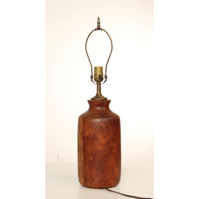 Mid Century Modern Burl Walnut Table Lamp For Sale - Image 9 of 12