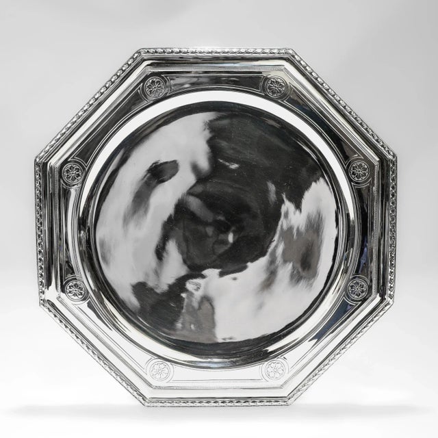 Silver Large Hexagonal Art Deco Tiffany & Co. Sterling Silver Compote/Footed Cake Plate For Sale - Image 8 of 11