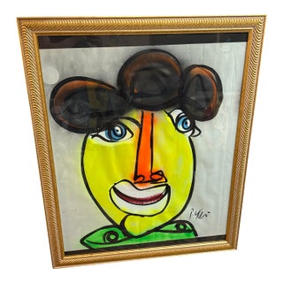 1970s Peter Keil Abstract Portrait Painting My Friend From Palma For Sale