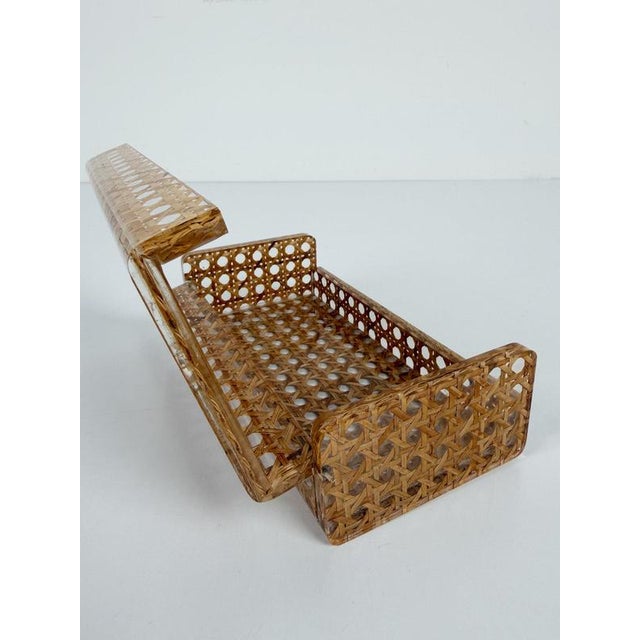 Mid-Century Rectangular Box in Acrylic Glass and Cane Webbing in the style of Dior Home, 1970s For Sale - Image 14 of 18