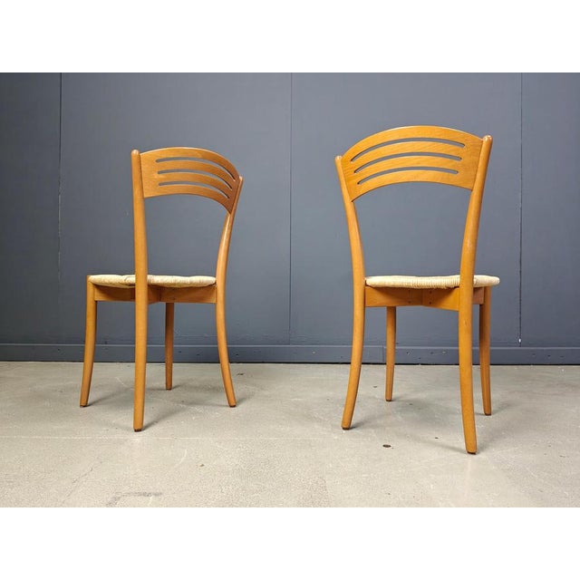 Vintage beech and papercord italian bistro chairs. Beautiful, elegant italian design. 1980s - Italy Very good condition...