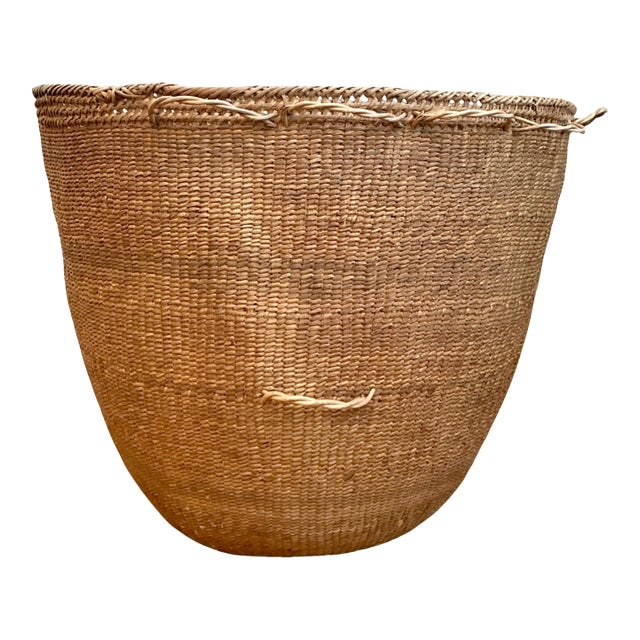 Vintage Handmade Woven Basket For Sale