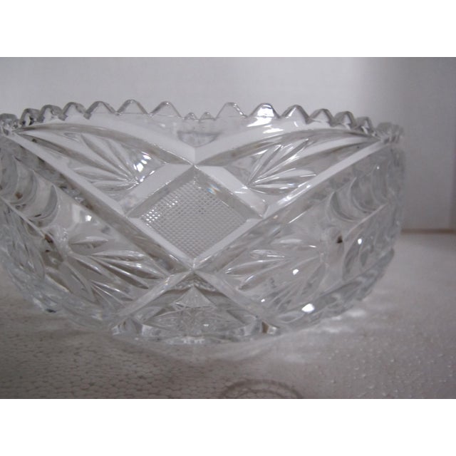Large Mid 20th Century Cut Glass Serving Bowl For Sale - Image 4 of 8
