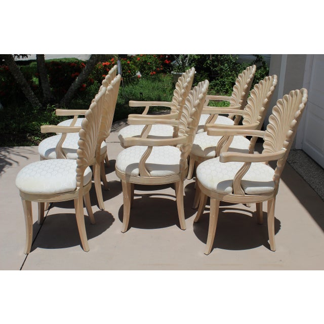 1980s Vintage Italian Hollywood Regency Grotto Shell-Back Dining Chairs - Set of 8 For Sale - Image 9 of 18