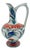 Handmade Ceramic Pitcher (20cm) – Red Petal Collar & Blue Tulips – Compact Lion’s Mouth Vase For Sale