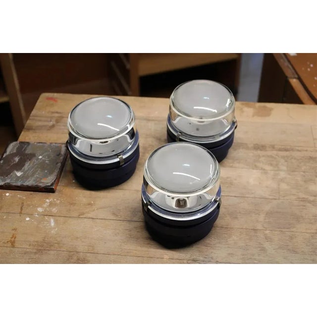 Metal Blue Fresnel Wall Lamp from Oluce, 1960s For Sale - Image 7 of 9