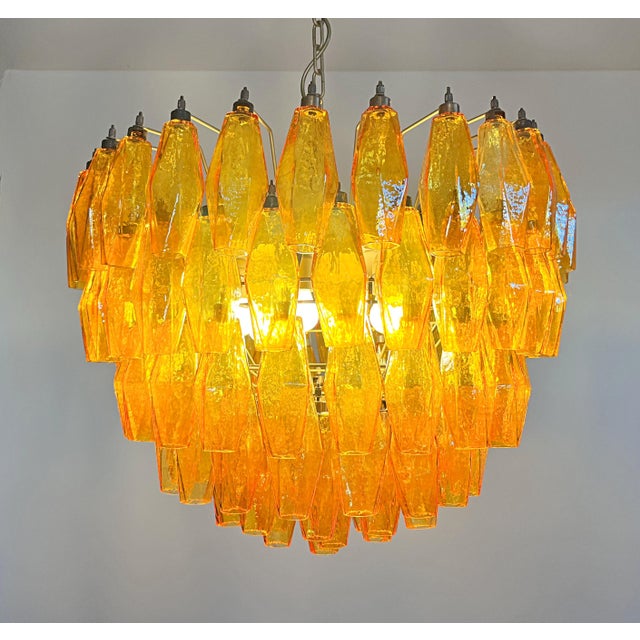 Vintage Murano Glass Chandelier with 111 Amber Poliedri, 1990s For Sale - Image 17 of 18