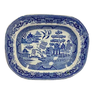Antique Blue Willow Serving Platter Made in England - Circa 19th Century