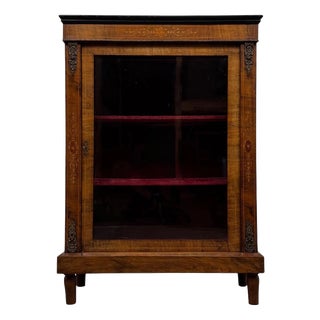 19th Century Victorian English Walnut Pier Cabinet Vitrine For Sale