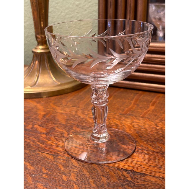 Fostoria Mid 20th Century Fostoria “Holly Clear” Coupes or Low Sherbets - A Set of 4 For Sale - Image 4 of 6