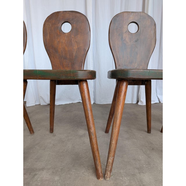 Vintage Brutalist Rustic Farmhouse Dining Chair, 1970s, Set of 4 For Sale - Image 4 of 18