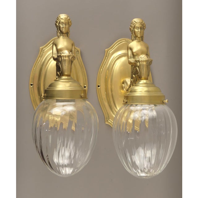 Art Nouveau Viennese Figurative Wall Lamps, Austria, 1910s, Set of 2 For Sale - Image 6 of 6