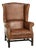 Sheepskin Wing Armchair in Warm Cognac Color For Sale