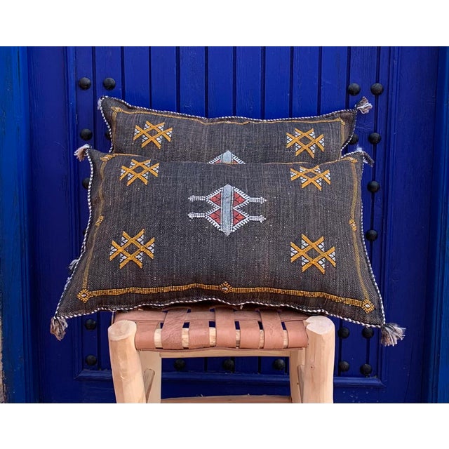 Contemporary Brown Moroccan Silk Sabra Pillow Covers - a Pair For Sale - Image 9 of 11