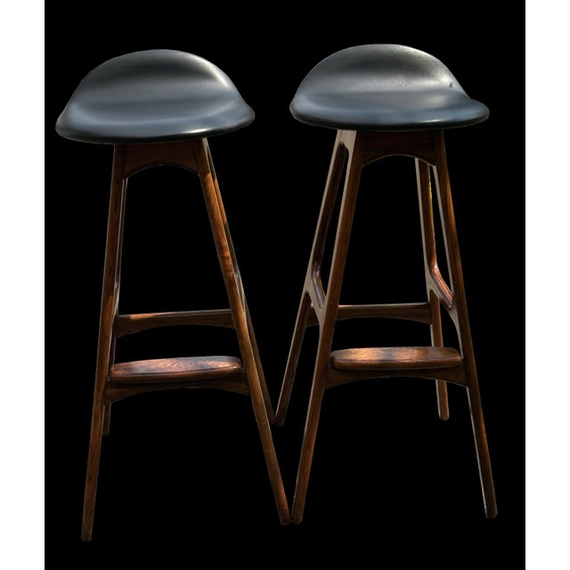 Santos Rosewood Bar Stools by Erik Buck for O.D. Mobler, 1960s, Set of 2 For Sale - Image 4 of 6