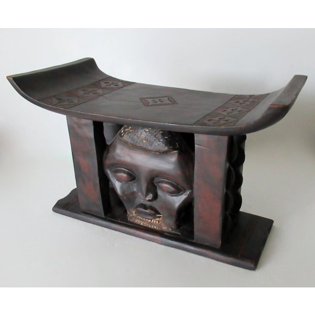 Vintage Wood-Carved African Ashanti Bench, Stool For Sale - Image 4 of 18