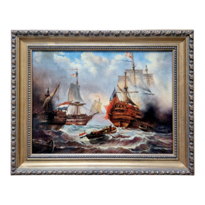 Mid-20th Century European School - Naval Battle Scene, Oil on Canvas