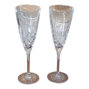 Fontaine by Waterford Cut Crystal Fluted Champagne - Pair