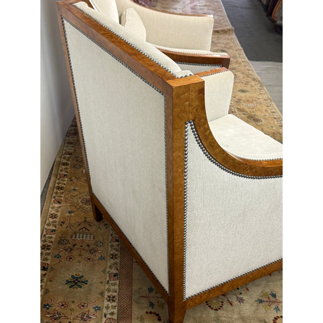 French Modernist Slope Arm Lounge Chairs, Pair For Sale - Image 11 of 12