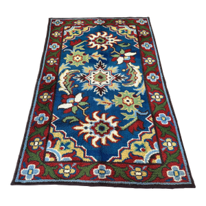 Blue Moroccan Art Deco Hand-Knotted Wool Rug - 7'5" X 4'2"