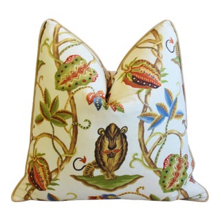 P. Kaufmann Bazaar Paradise Lion Feather/Down Pillow 24" Square For Sale