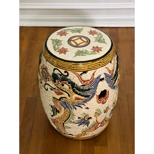 Ceramic 20th Century Chinese Dragon Ceramic Hand-Painted Garden Stool For Sale - Image 7 of 14