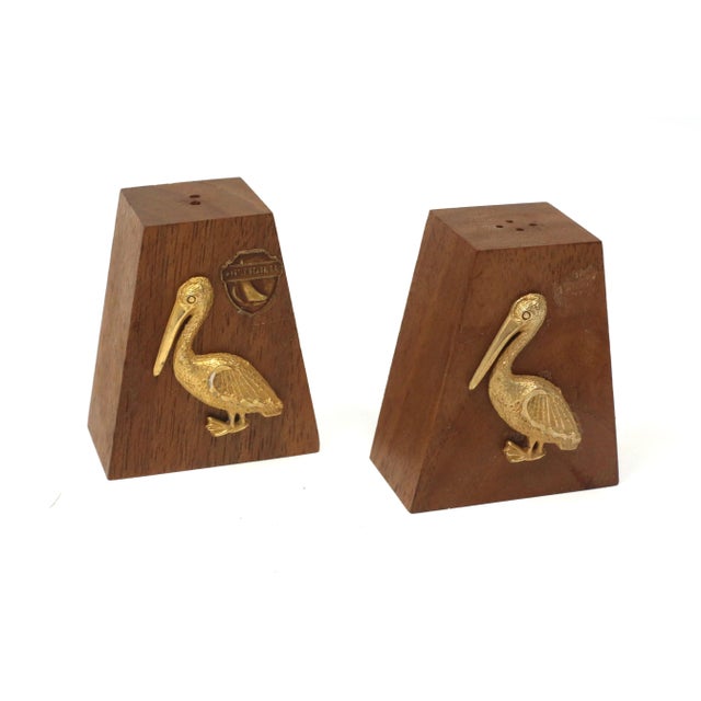 Wood Vintage Wood and Metal Pelican Salt & Pepper Shakers - a Pair For Sale - Image 7 of 11