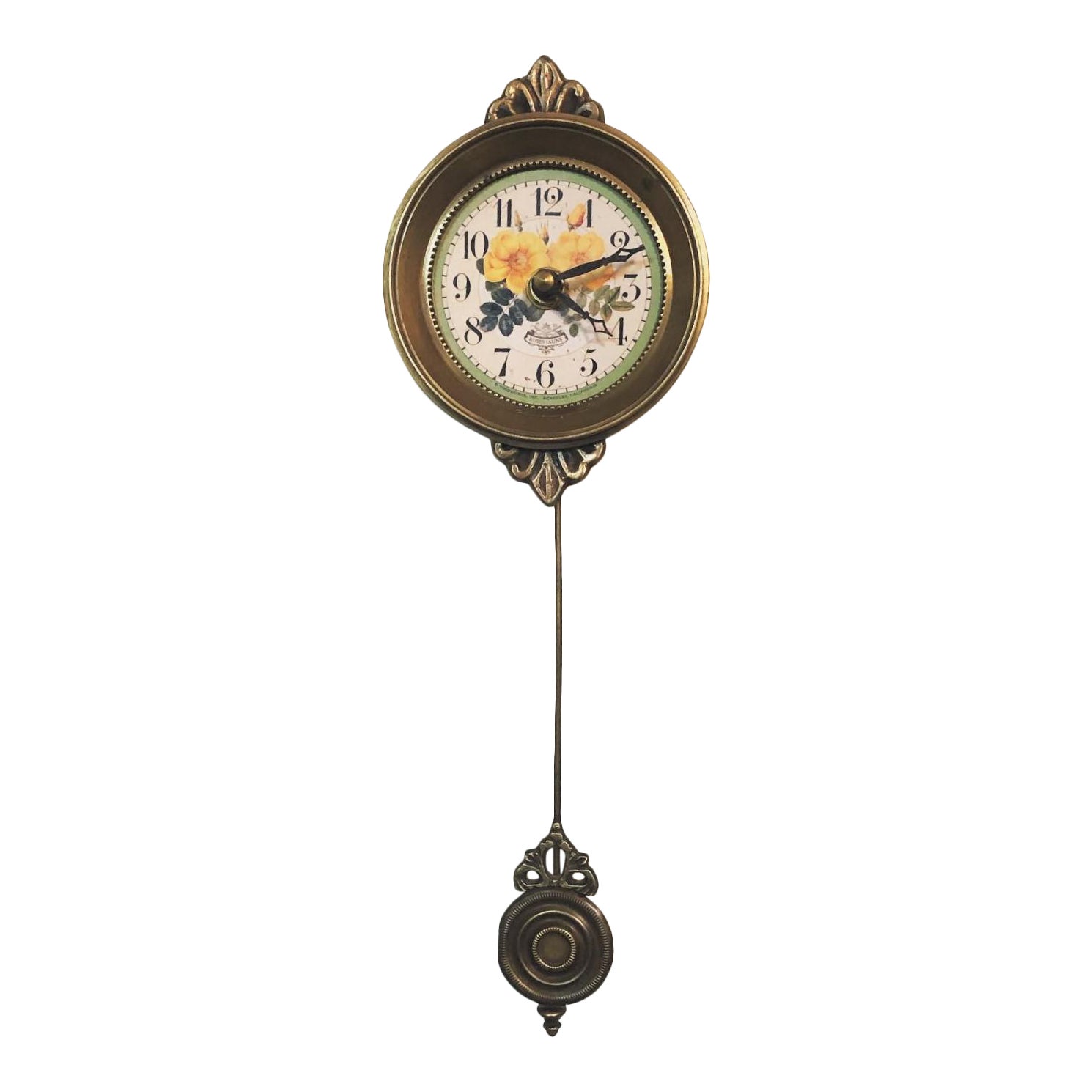 Antique Timeworks Berkeley Roses Juane Brass Pendulum Wall Clock Chairish
