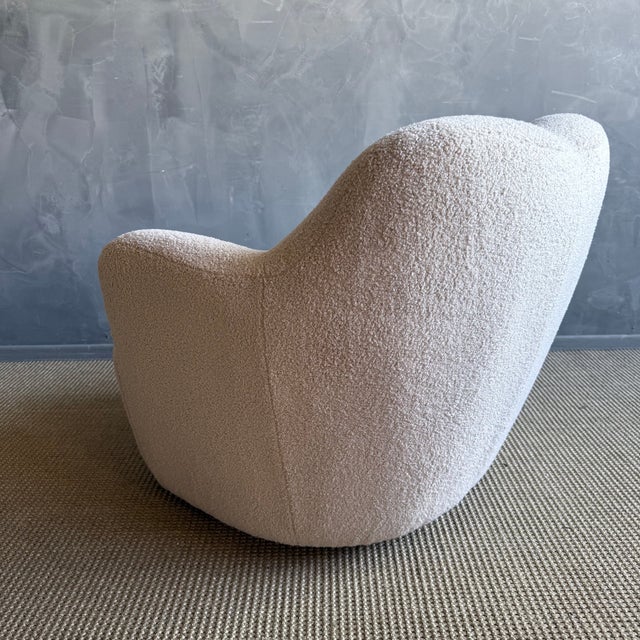 Mid Century Style Swivel Chair in a Plush Teddy Fabric For Sale - Image 4 of 10