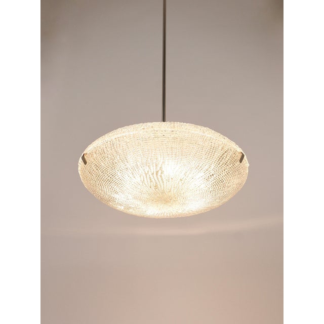 Mid-Century Kalmar Discus Textured Glass & Nickel Chandelier attributed to J. T. Kalmar for Kalmar, Austria, 1950s For Sale - Image 15 of 18