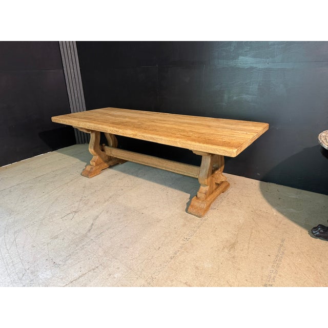 French Bleached Oak Farmhouse Dining Table, 1920s For Sale - Image 4 of 18