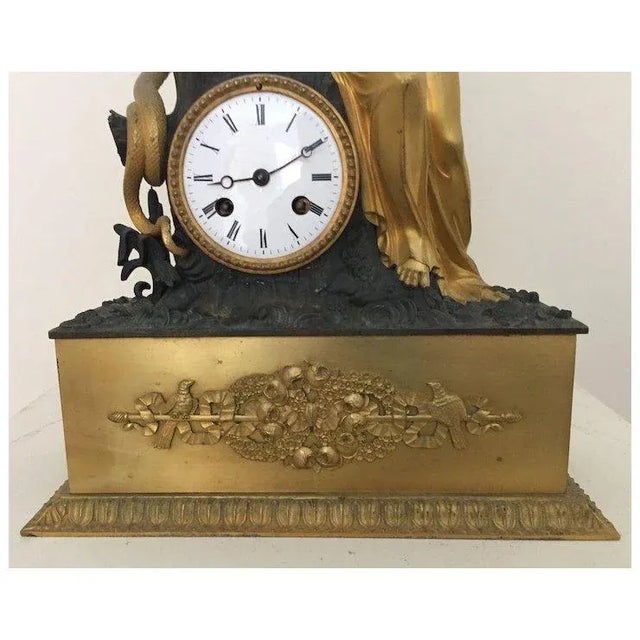Antique Early 19th Century French Empire Gilt & Patinated Bronze Figural Mantel Clock Depicting Eve With a Serpent For Sale - Image 9 of 11