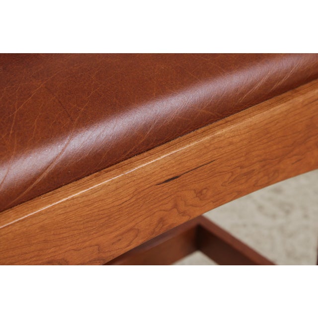 Set of 4 Stickley Mission Cherry Leather Dining Chairs For Sale - Image 9 of 18