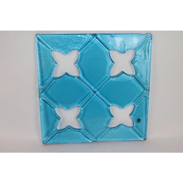 Mid-Century Modern 1980s "Damasco" Itre Murano Hand Cast Glass Tile Aquamarine For Sale - Image 3 of 13