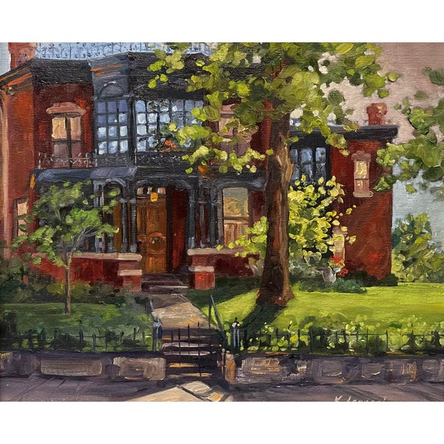 Byers Evans House by Kathleen Lanzoni | Oil on panel painting of a historic red brick house For Sale