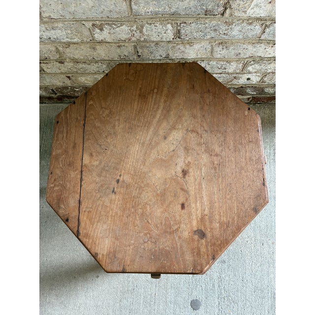1960s Octagon Shaped Wooden Side Table, Belgium For Sale - Image 10 of 16