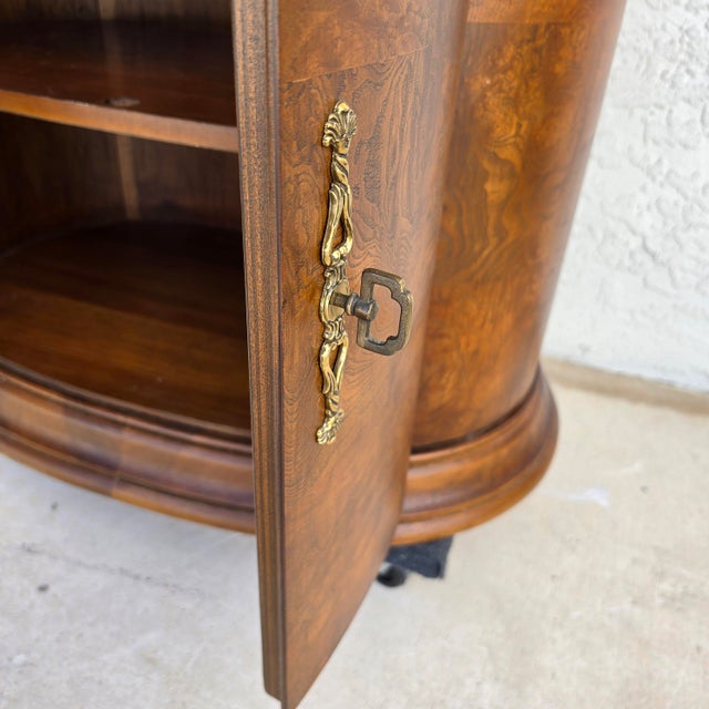 Thomasville Elysse Marble Top Accent Bar Cabinet Center End Table Burl Finish For Sale - Image 11 of 15