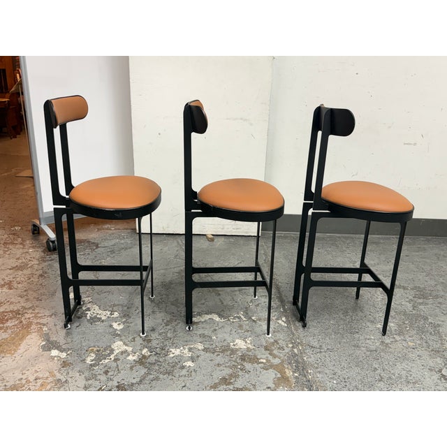 Michael Oren Design Porter Place Style Swivel Counter Stools, Set of Three For Sale In San Francisco - Image 6 of 12