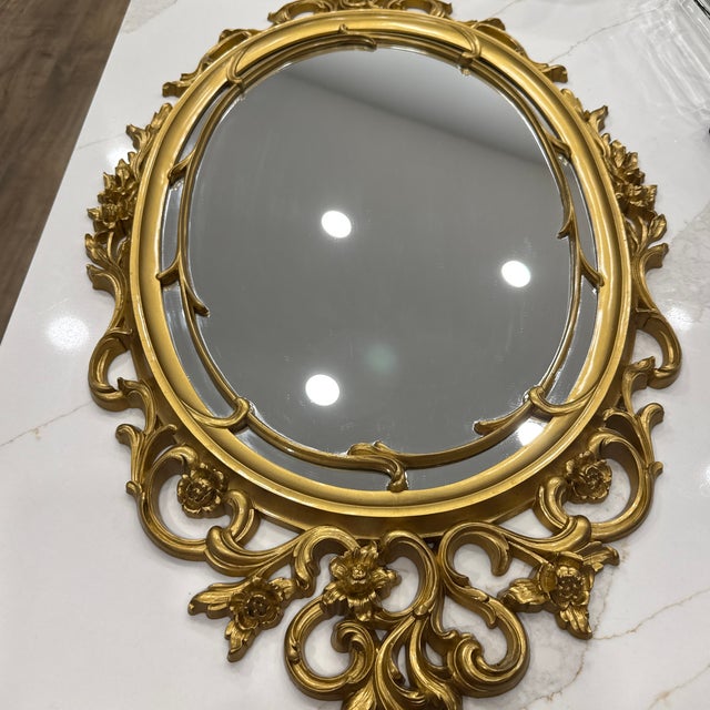 1960s Gold Framed Oval Syrocco Mirror For Sale - Image 12 of 12