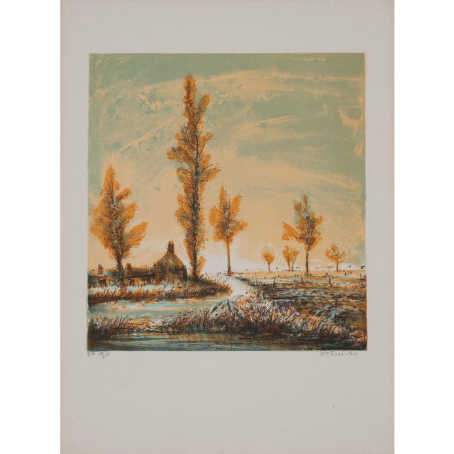 Aimé-Daniel Steinlen, La maison au bord de la rivière, Lithograph For Sale