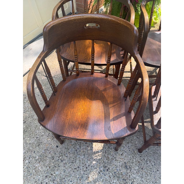 1950s Set of Six S. Bent & Brothers Windsor Captain’s Chairs For Sale - Image 5 of 12