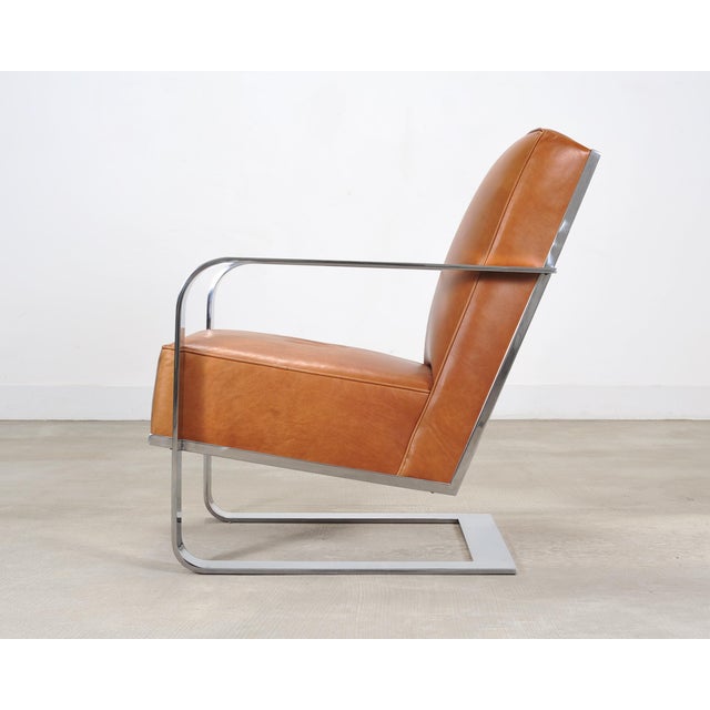 Henredon Ralph Lauren Modern Penthouse Chrome and Leather Lounge Chair For Sale - Image 4 of 18